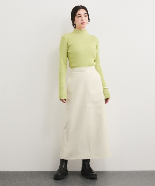 le cercle ADAM ET ROPE'(ルセルクルアダムエロペ)の「シンセティックレザースカート/セットアップ対応(スカート・レディース・キナリ/ダークブラウン/ブラック・FREE)」の10枚目の写真