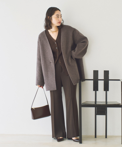 plage(プラージュ)の「HAMILTON Cardigan コート(ノーカラーコート・レディース・チャコールグレー/キャメル・38/36)」の7枚目の写真