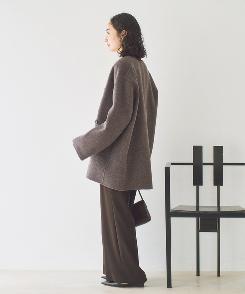 plage(プラージュ)の「HAMILTON Cardigan コート(ノーカラーコート・レディース・チャコールグレー/キャメル・38/36)」の10枚目の写真