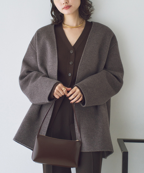 plage(プラージュ)の「HAMILTON Cardigan コート(ノーカラーコート・レディース・チャコールグレー/キャメル・38/36)」の11枚目の写真