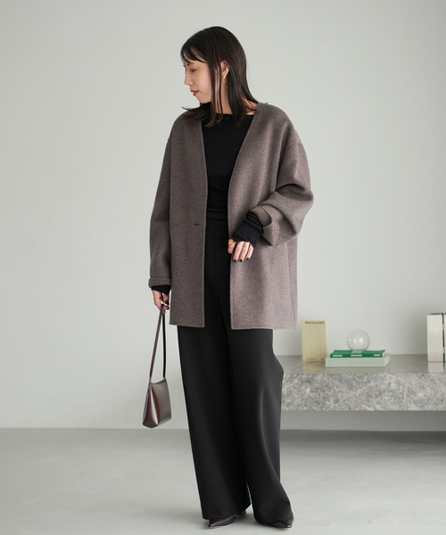 plage(プラージュ)の「HAMILTON Cardigan コート(ノーカラーコート・レディース・チャコールグレー/キャメル・38/36)」の13枚目の写真