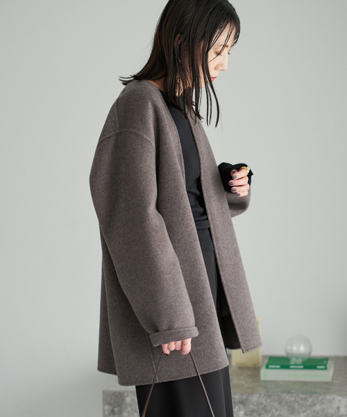 plage(プラージュ)の「HAMILTON Cardigan コート(ノーカラーコート・レディース・チャコールグレー/キャメル・38/36)」の18枚目の写真