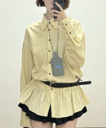 gossip！ロサンゼルス | 【25新作】ストライプパターン ヒップ丈シャツワンピース(シャツ/ブラウス)