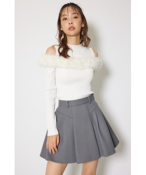 rienda（リエンダ）の「ショルダーオープンフェイクファーニットトップス 秋服 冬服（ニット/セーター・レディース・ブラック/ホワイト/ブラウン・FREE）」の6枚目の写真