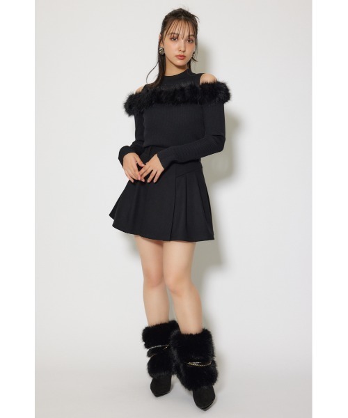 rienda（リエンダ）の「ショルダーオープンフェイクファーニットトップス 秋服 冬服（ニット/セーター・レディース・ブラック/ホワイト/ブラウン・FREE）」の15枚目の写真