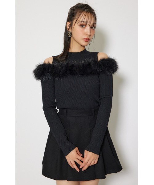 rienda（リエンダ）の「ショルダーオープンフェイクファーニットトップス 秋服 冬服（ニット/セーター・レディース・ブラック/ホワイト/ブラウン・FREE）」の16枚目の写真