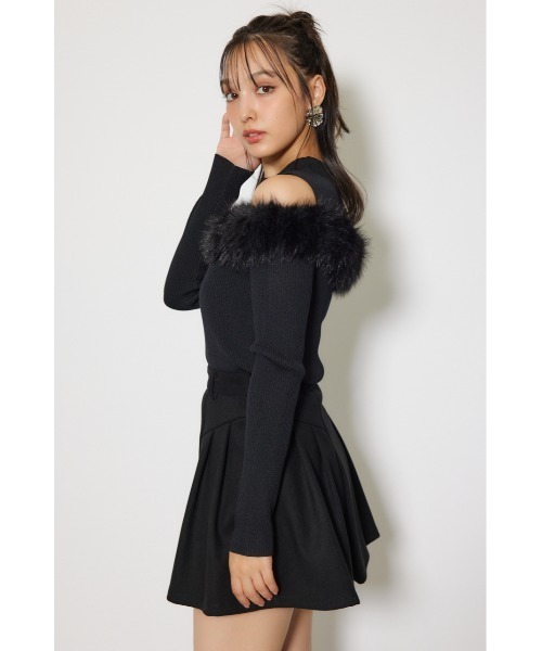 rienda（リエンダ）の「ショルダーオープンフェイクファーニットトップス 秋服 冬服（ニット/セーター・レディース・ブラック/ホワイト/ブラウン・FREE）」の17枚目の写真