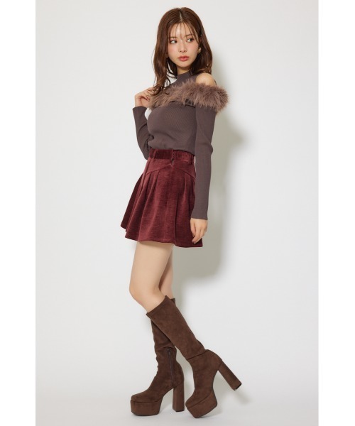 rienda（リエンダ）の「ショルダーオープンフェイクファーニットトップス 秋服 冬服（ニット/セーター・レディース・ブラック/ホワイト/ブラウン・FREE）」の21枚目の写真
