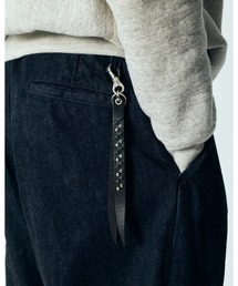 CALEE(L[)ROUND & PYRAMID STUDS LEATHER SHORT KEY RING(L[z_[)