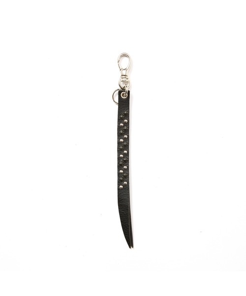 ROUND & PYRAMID STUDS LEATHER SHORT KEY RING