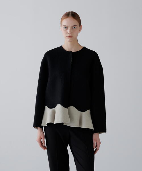 セール】◇Ca混2TONEリバージャケット（ノーカラージャケット