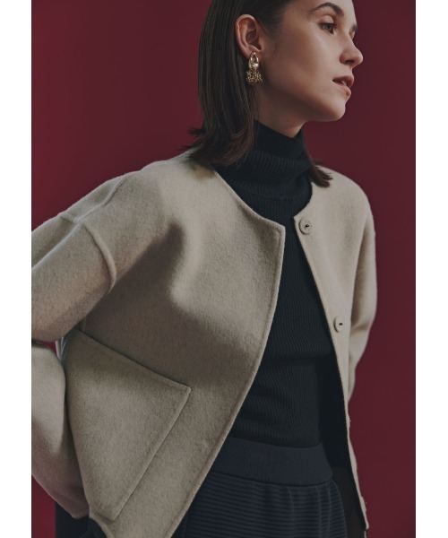 ◇Ca混2TONEリバージャケット（ノーカラージャケット）｜ADORE