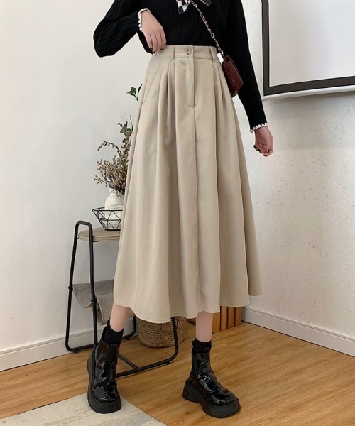 Ritzy(リッツィー)の「ミモレ丈 Aライン スカート(スカート・レディース・モカ/ベージュ/ブラック・M/L)」の3枚目の写真