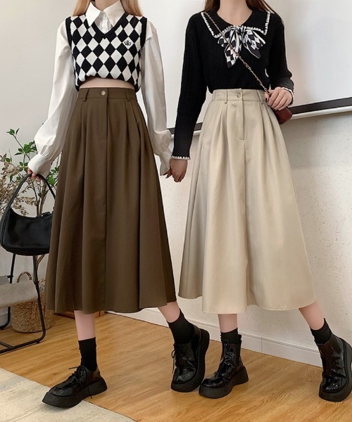 Ritzy(リッツィー)の「ミモレ丈 Aライン スカート(スカート・レディース・モカ/ベージュ/ブラック・M/L)」の8枚目の写真