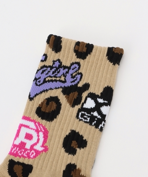 X-girl Stages(エックスガールステージス)の「MIXロゴリブクルーソックス(ソックス/靴下・キッズ・カラフル/オフホワイト/ブラック・17-19cm/19-21cm/15-17cm/13-15cm)」の4枚目の写真