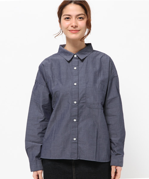 OUTLET（アウトレット）の「【Discoat】シャンブレーレギュラーSH（シャツ/ブラウス・レディース・ネイビー・LARGE/MEDIUM）」の2枚目の写真