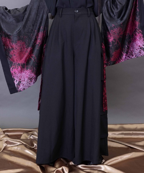 [9月末までセール]アクシーズ　REZEN 彼岸花レイヤード袴パンツ 9月末までセール]アクシーズ REZEN 彼岸花レイヤード袴パンツ