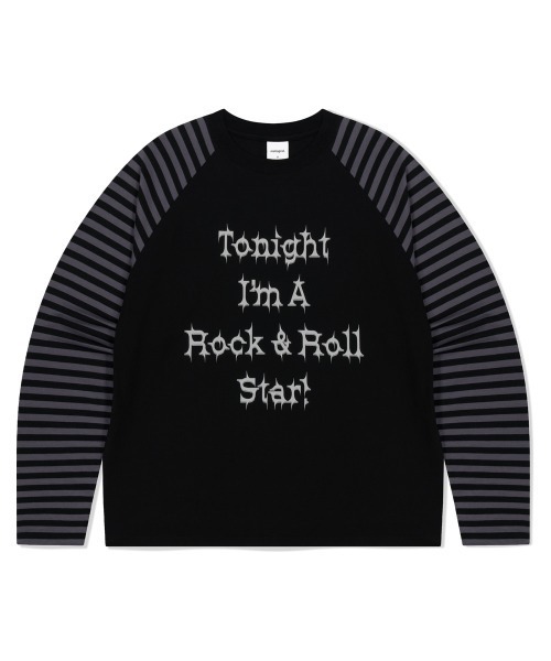 MAHAGRID(マハグリッド)の「『mahagrid/マハグリッド』 ROCK STAR RAGLAN STRIPE LS TEE/ロックスターラグランロンティー(Tシャツ/カットソー・レディース・ブラック/ボルドー・MEDIUM/LARGE)」の1枚目の写真