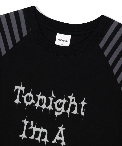 MAHAGRID(マハグリッド)の「『mahagrid/マハグリッド』 ROCK STAR RAGLAN STRIPE LS TEE/ロックスターラグランロンティー(Tシャツ/カットソー・レディース・ブラック/ボルドー・MEDIUM/LARGE)」の7枚目の写真