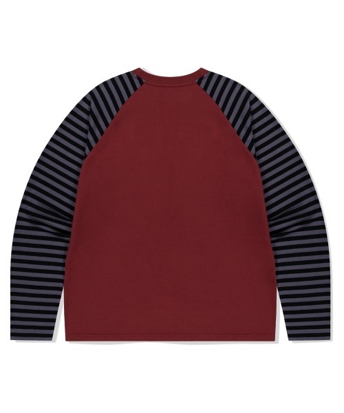 MAHAGRID(マハグリッド)の「『mahagrid/マハグリッド』 ROCK STAR RAGLAN STRIPE LS TEE/ロックスターラグランロンティー(Tシャツ/カットソー・レディース・ブラック/ボルドー・MEDIUM/LARGE)」の15枚目の写真