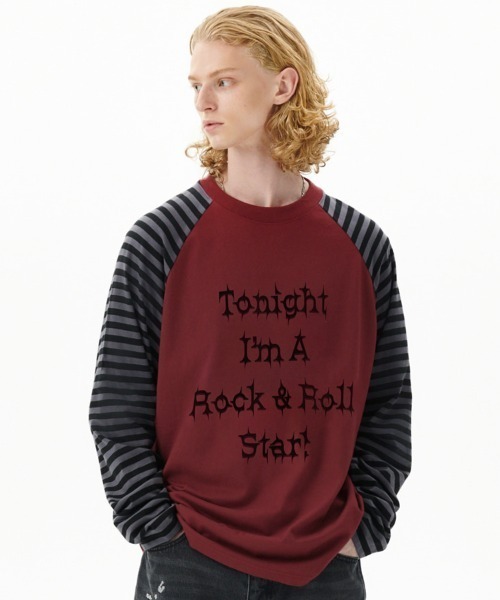 MAHAGRID(マハグリッド)の「『mahagrid/マハグリッド』 ROCK STAR RAGLAN STRIPE LS TEE/ロックスターラグランロンティー(Tシャツ/カットソー・レディース・ブラック/ボルドー・MEDIUM/LARGE)」の18枚目の写真