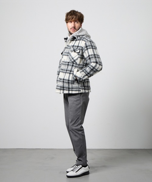 HIDEAWAYS NICOLE(ハイダウェイニコル)の「Wパッチポケット チェックブルゾン(その他アウター・メンズ・トリコロール/グレー系その他/ホワイト×ブラック/ブラック系その他・X-LARGE/LARGE/MEDIUM)」の22枚目の写真