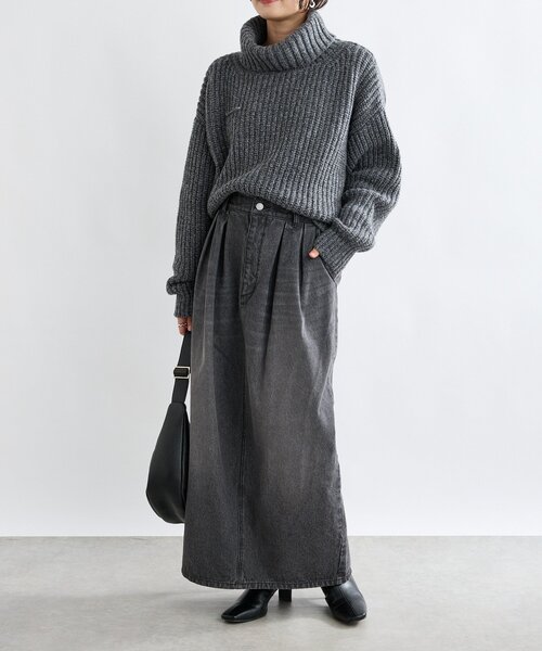 RIVE DROITE（リヴドロワ）の「【MONN.:.(モン)】タックコクーンマキシスカート（スカート・レディース・ブラック・38/36）」の9枚目の写真