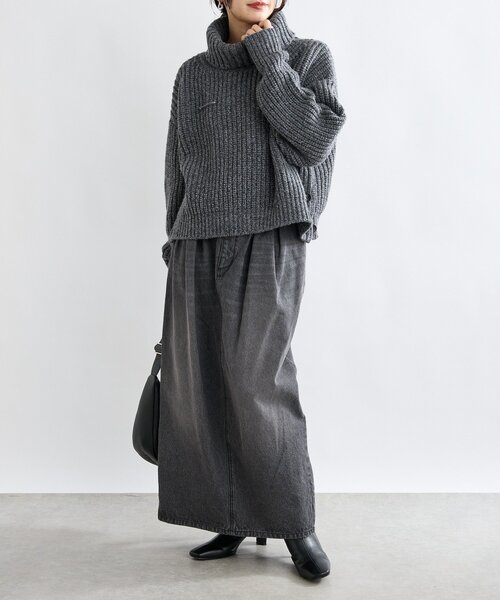 RIVE DROITE（リヴドロワ）の「【MONN.:.(モン)】タックコクーンマキシスカート（スカート・レディース・ブラック・38/36）」の12枚目の写真