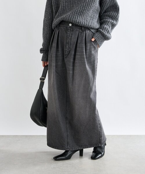 RIVE DROITE（リヴドロワ）の「【MONN.:.(モン)】タックコクーンマキシスカート（スカート・レディース・ブラック・38/36）」の6枚目の写真