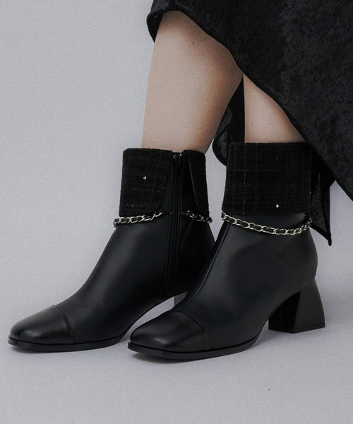 HARE（ハレ）の「ツイードキリカエブーツ(HARE)（ブーツ・レディース・ブラック・MEDIUM/LARGE）」の4枚目の写真