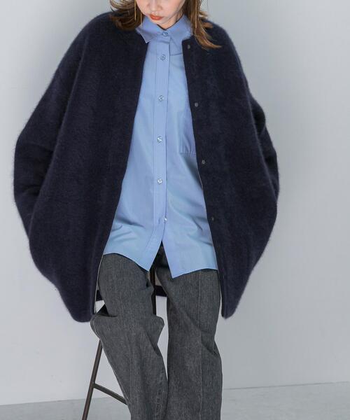 URBAN RESEARCH ROSSO WOMEN（アーバンリサーチ　ロッソ）の「『別注』ELENDEEK×ROSSO　CN RACCOON MIX WCD（カーディガン/ボレロ・レディース・アイボリー/ネイビー・2/1）」の7枚目の写真