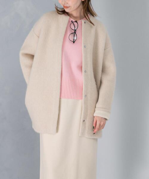 URBAN RESEARCH ROSSO WOMEN（アーバンリサーチ　ロッソ）の「『別注』ELENDEEK×ROSSO　CN RACCOON MIX WCD（カーディガン/ボレロ・レディース・アイボリー/ネイビー・2/1）」の17枚目の写真