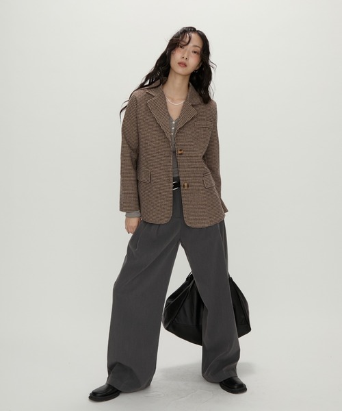 Tailored Brown Houndstooth Jacket / テーラードブラウン千鳥格子