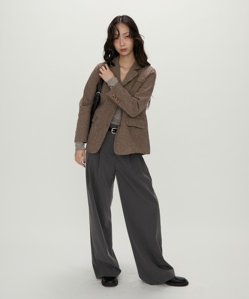 Tailored Brown Houndstooth Jacket / テーラードブラウン千鳥格子