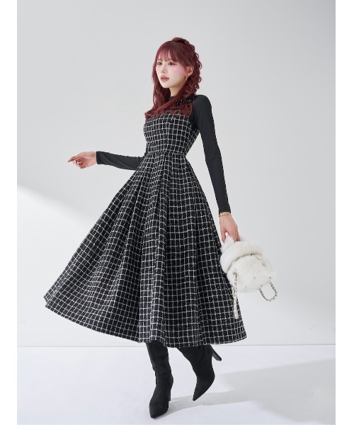 ダーリッチワンピース ツイードボリュームミディワンピース（ワンピース）｜Darich