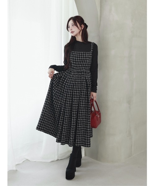 ツイードボリュームミディワンピース（ワンピース）｜Darich