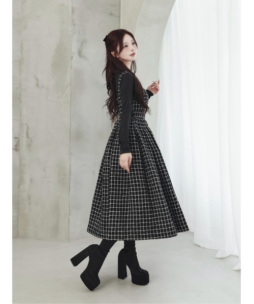 ツイードボリュームミディワンピース（ワンピース）｜Darich