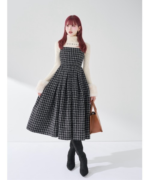 ツイードボリュームミディワンピース（ワンピース）｜Darich