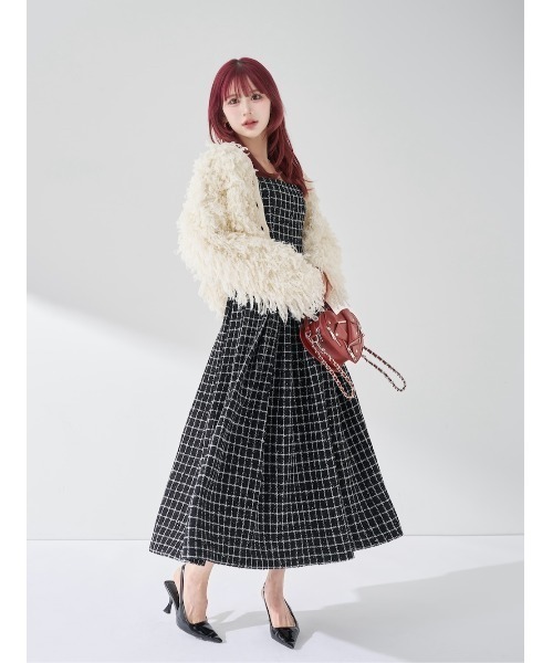 ツイードボリュームミディワンピース（ワンピース）｜Darich