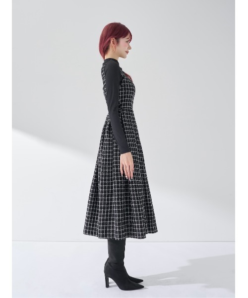 ツイードボリュームミディワンピース（ワンピース）｜Darich