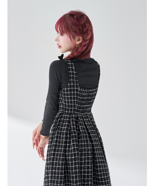 ツイードボリュームミディワンピース（ワンピース）｜Darich