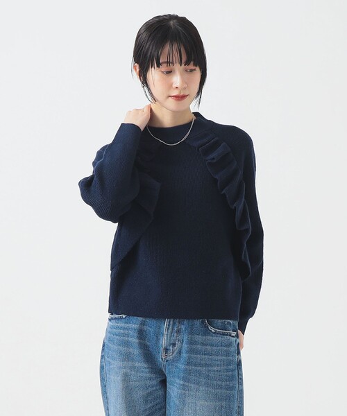 B:MING by BEAMS(ビーミングバイビームス)の「フロント フリル プルオーバー ニット (手洗い可)(ニット/セーター・レディース・ブラウン/ネイビー・ONE SIZE)」の14枚目の写真