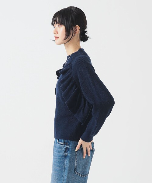 B:MING by BEAMS(ビーミングバイビームス)の「フロント フリル プルオーバー ニット (手洗い可)(ニット/セーター・レディース・ブラウン/ネイビー・ONE SIZE)」の15枚目の写真