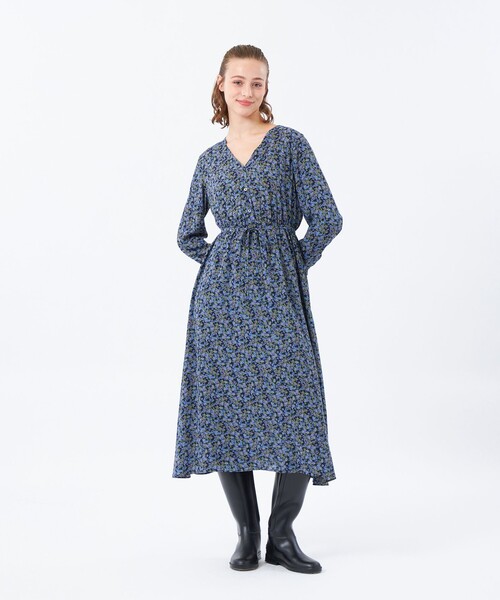 MACKINTOSH PHILOSOPHY(マッキントッシュ フィロソフィー)の「リトルフラワープリントワンピース(ワンピース・レディース・イエロー系その他3/ダークネイビー・36/38)」の3枚目の写真