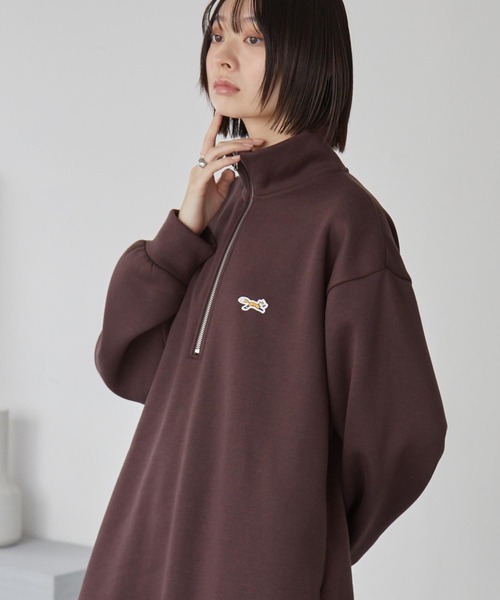 MONO-MART(モノマート)の「PENNEYS/ペニーズ 別注 THE FOX ロゴ ワンポイント刺繍 ハーフジップ裏起毛スウェットワンピース(ワンピース・レディース・ネイビー/スミクロ/杢グレー/ブラウン/オートミール・L/M)」の10枚目の写真