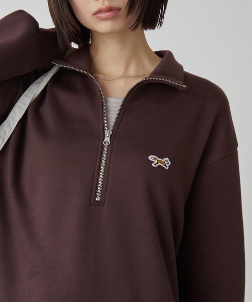 MONO-MART(モノマート)の「PENNEYS/ペニーズ 別注 THE FOX ロゴ ワンポイント刺繍 ハーフジップ裏起毛スウェットワンピース(ワンピース・レディース・ネイビー/スミクロ/杢グレー/ブラウン/オートミール・L/M)」の11枚目の写真