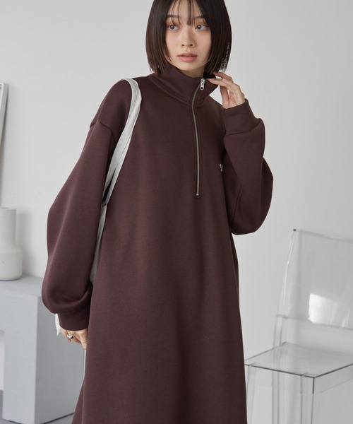 MONO-MART(モノマート)の「PENNEYS/ペニーズ 別注 THE FOX ロゴ ワンポイント刺繍 ハーフジップ裏起毛スウェットワンピース(ワンピース・レディース・ネイビー/スミクロ/杢グレー/ブラウン/オートミール・L/M)」の15枚目の写真