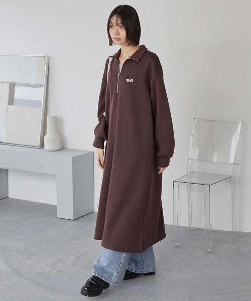 MONO-MART(モノマート)の「PENNEYS/ペニーズ 別注 THE FOX ロゴ ワンポイント刺繍 ハーフジップ裏起毛スウェットワンピース(ワンピース・レディース・ネイビー/スミクロ/杢グレー/ブラウン/オートミール・L/M)」の18枚目の写真