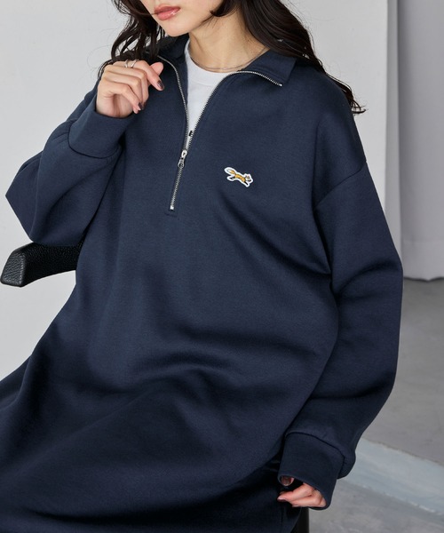 PENNEYS/ペニーズ 別注 THE FOX ロゴ ワンポイント刺繍 ハーフジップ裏