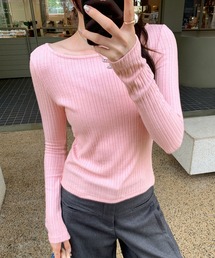 LAFFMO（ラフモ）の「ボートネック長袖リブカットソー（Tシャツ/カットソー・レディース）」